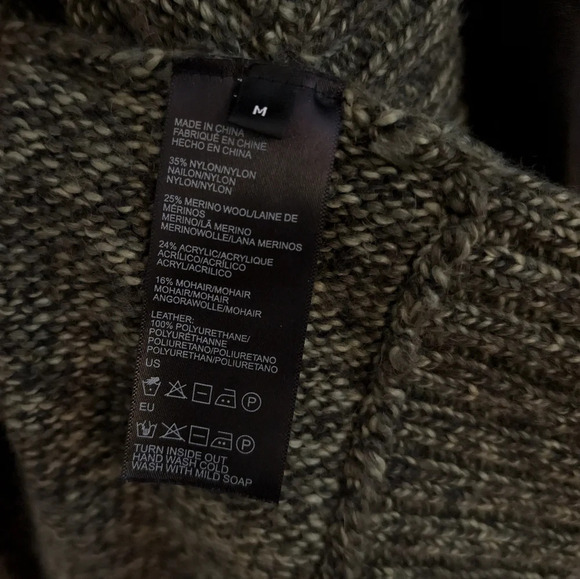 Karl Lagerfeld Khaki & Faux leather  cardigan Medium - Picture 4 of 8